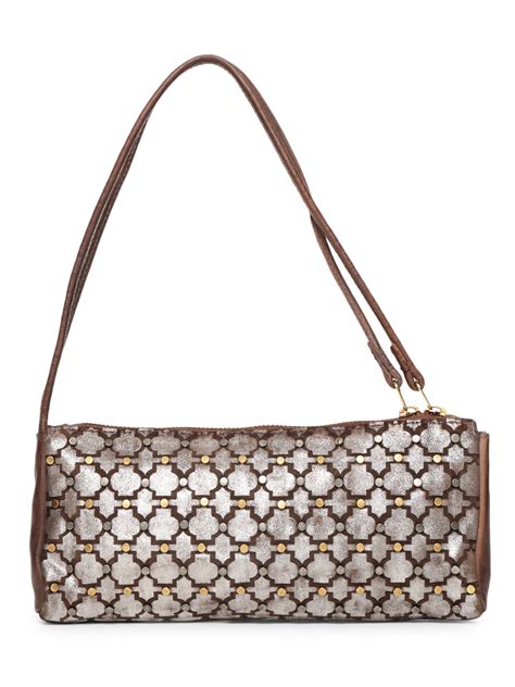 LUMINOSA: Brown Leather clutch Bag By Art N Vintage