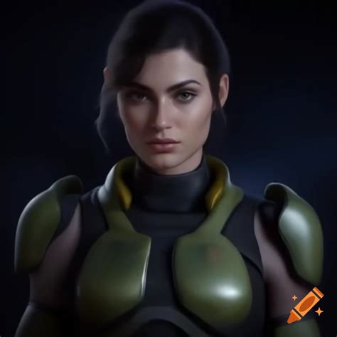 Science fiction female commando character on Craiyon