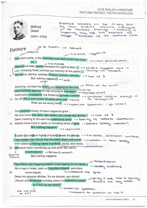 Exposure Wilfred Owen: Analysis, Themes, and Quotes PDF (English ...