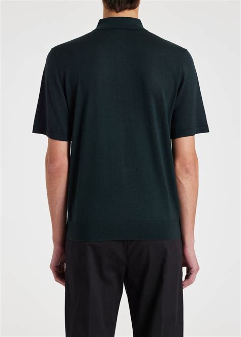 Men's Dark Green 'Artist Stripe' Washable Wool Polo Shirt