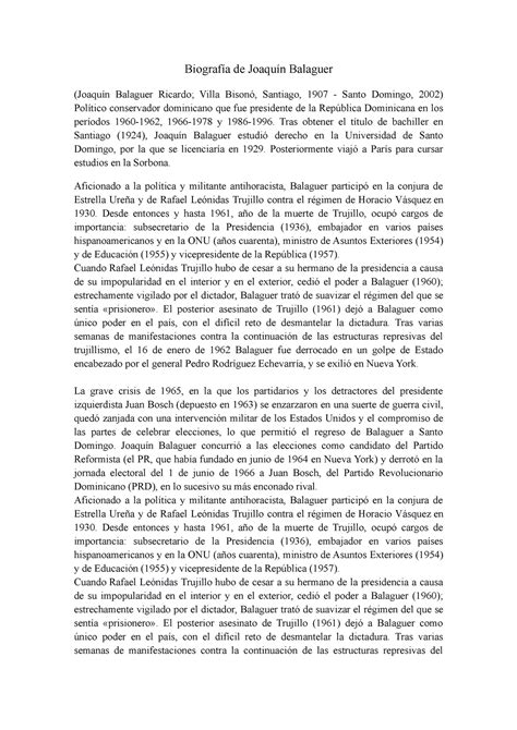 Biografía de Joaquín Balaguer - Biografía de Joaquín Balaguer (Joaquín ...