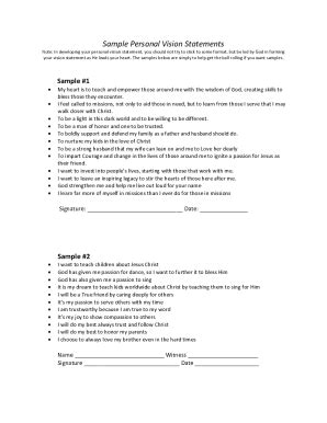 Image result for Personal Vision Statement Examples PDF