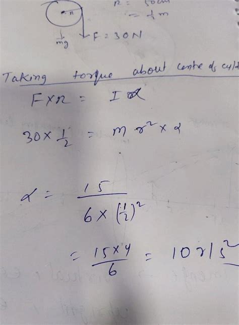 A rope is wound around a uniform cylinder of mass 6kg - Brainly.in
