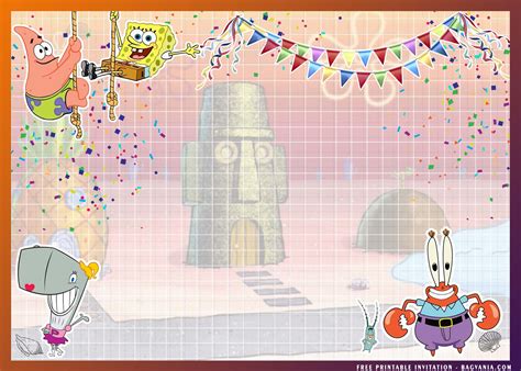 Spongebob Birthday Invitation Template Free - Printable Word Searches