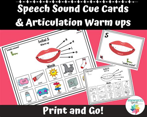 Speech Sound Visual Cue Cards and Articulation Warm Ups Speech Therapy ...