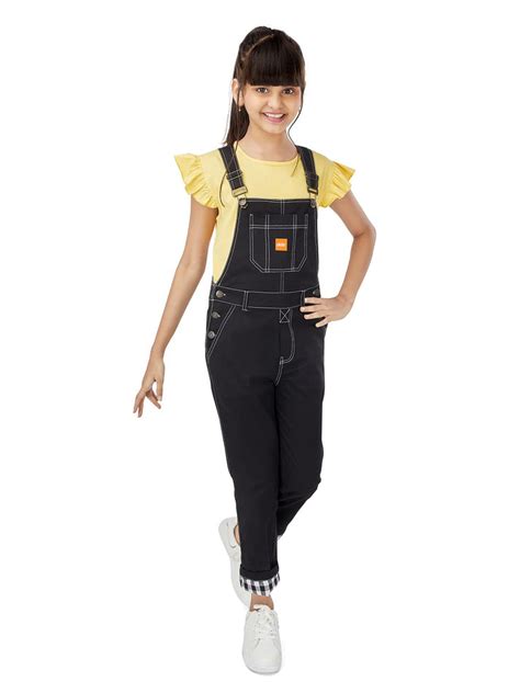 Olele® Full Length Cotton Twill Dungaree with Contrast Hemfold - Zed B