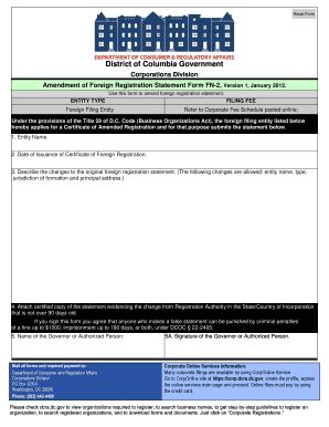 DC Foreign Registration Amendment Form - Blank Fillable Template | Fill ...