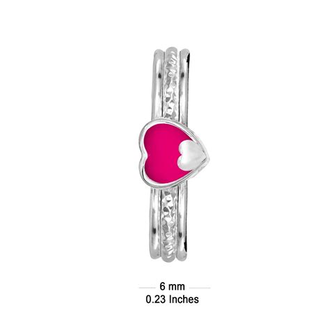 Buy 925 Sterling Silver Enamel Heart Toe Ring Pair for Women & Girls ...