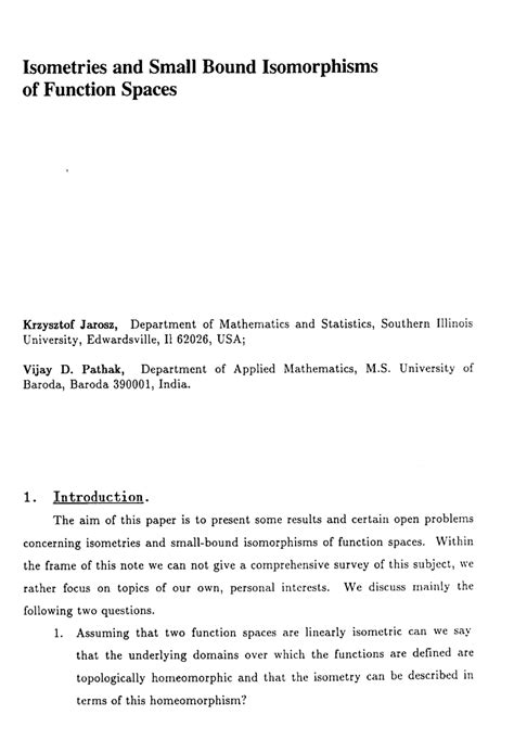 (PDF) Isometries and small bound isomorphisms of function spaces