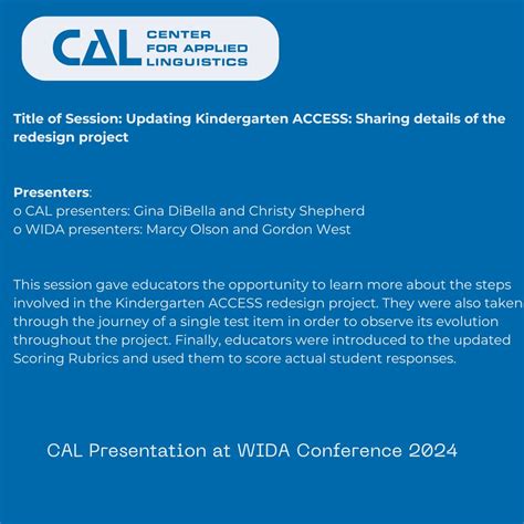 CAL was a proud sponsor and presenter at the WIDA 2024 conference ...