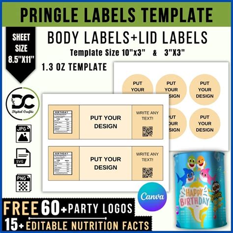 1.3 Oz Pringles Template , Chip Can Label Template, Editable Canva ...