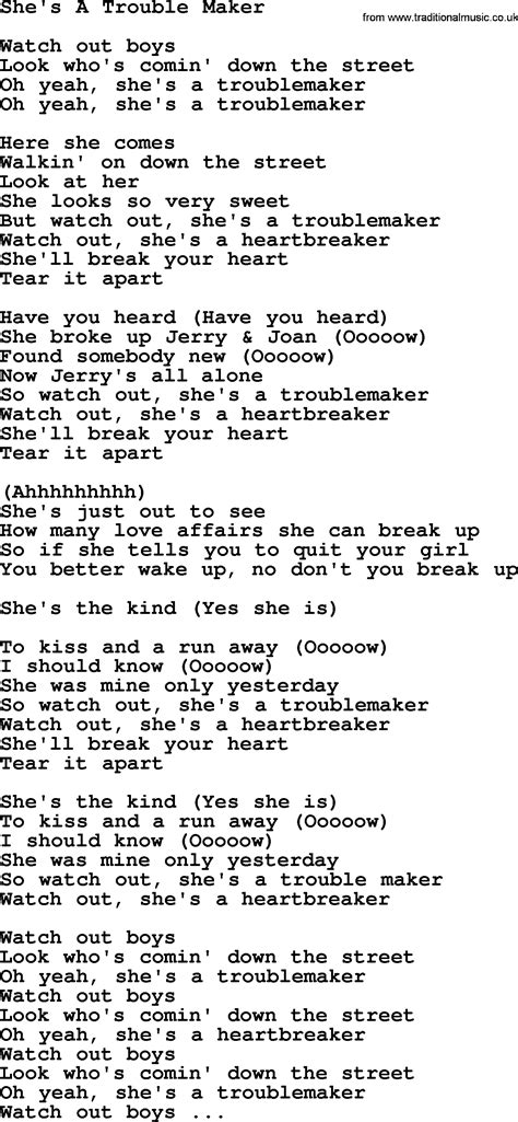 Joan Baez song - She's A Trouble Maker, lyrics