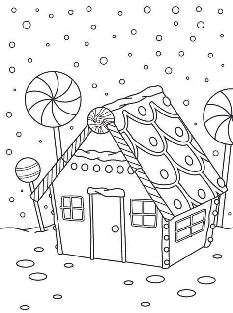 Casa De Pan De Jengibre Básica Con Dulces para colorear, imprimir e ...