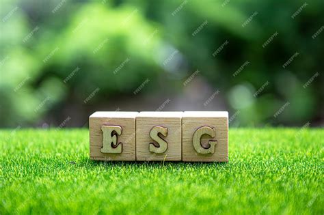 Premium Photo | ESG Environment Social and Governance wooden cubes with abbreviation ESGconcept