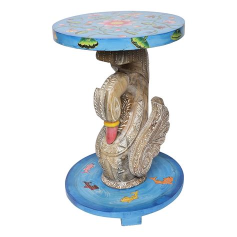THE COCOTIER® Blue Pichwai Theme Small Ducky Delight end Table: Sturdy ...