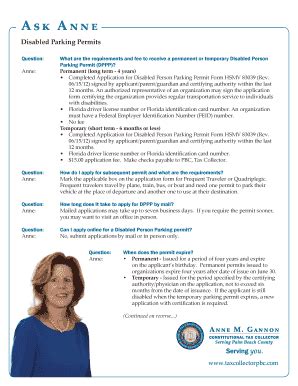 Fillable Online Disabled Person Parking Permits - Office of the Tax ...