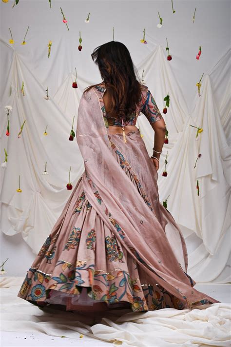 Sandrose-Pink Kalamkari Peacock Lehenga Set – Aamra by Lavanya