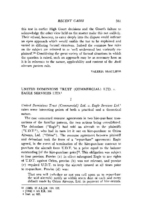 United Dominions Trust v. Eagle Services: Legal Analysis of Obligations ...