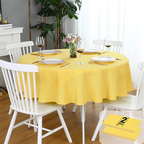 Amazon.com: FOLINS&HOME 2 Pack Yellow Round Tablecloth - 60 Inch ...