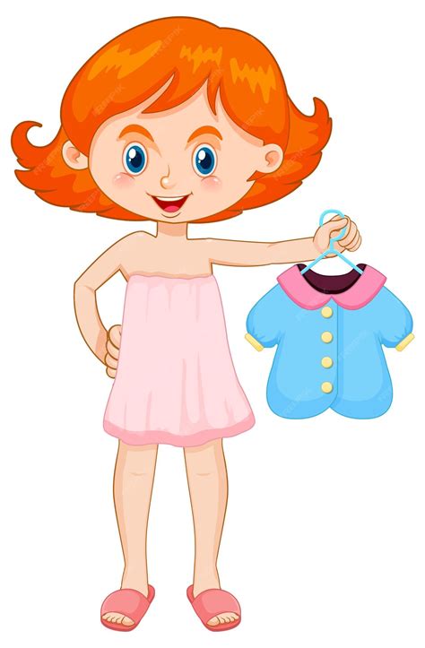 Little Girl Getting Dressed Clip Art