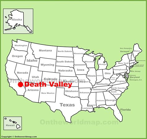 Death Valley location on the U.S. Map - Ontheworldmap.com