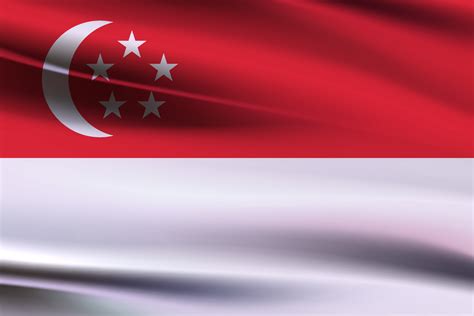 Singapore flag. 3D rendition of Singapore's flag on silky fabric, Singapore waving flag vector ...