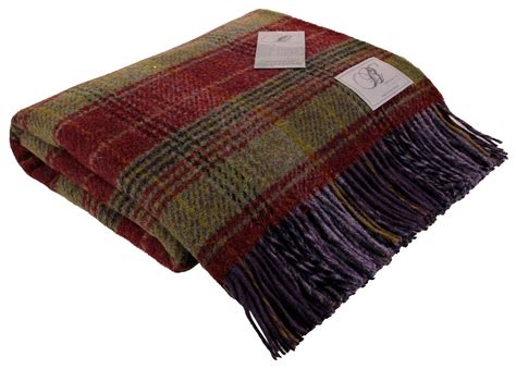 BRONTE BY MOON 100% WOOL THROW BLANKET TARTAN CHECK SPOT MADE IN UK