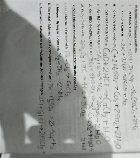 SPECIAL WORKSHEET Complete and balance the following reactions : 1 ...