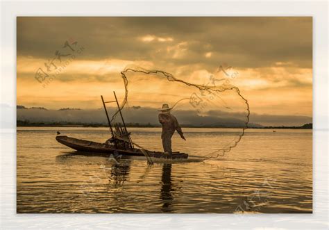 扁平渔业钓鱼捕鱼撒网人物素材图片免费下载-千库网