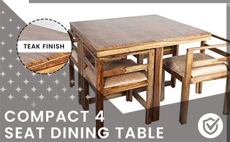 Ikiriya Sheesham Wood Compact 4 Seat Dining Table Set - Cushioned ...