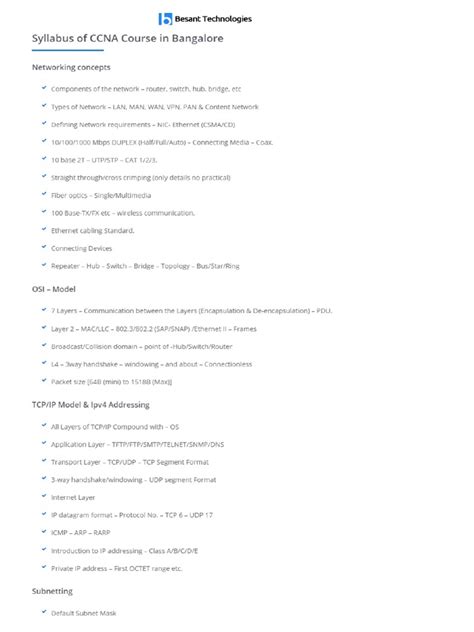 Image result for CCNA Course Outline PDF