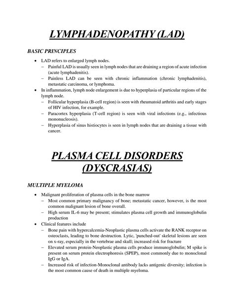 SOLUTION: Lymphadenopathy, Plasma Cell Disorders (Dyscrasias) and ...