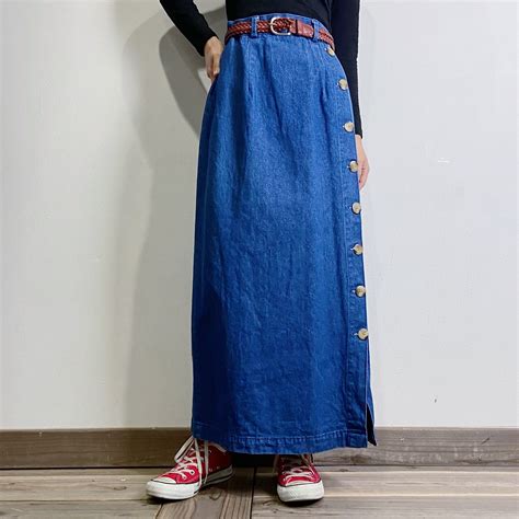 Denim side button pencil skirt | LEMON