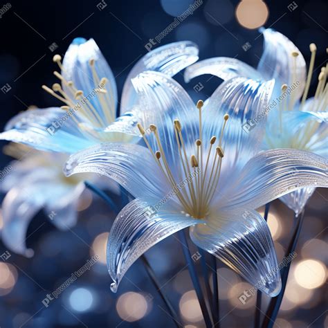 Hyperrealistic Fabric Blue Lily Flowers A Flowing Transparent Wallpaper ...