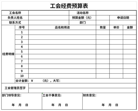工会经费预算表表格excel格式下载-华军软件园
