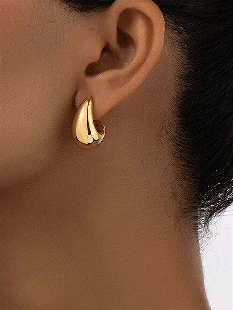 1 Pair Simple Geometric Teardrop Shape Stud Earrings, European ...
