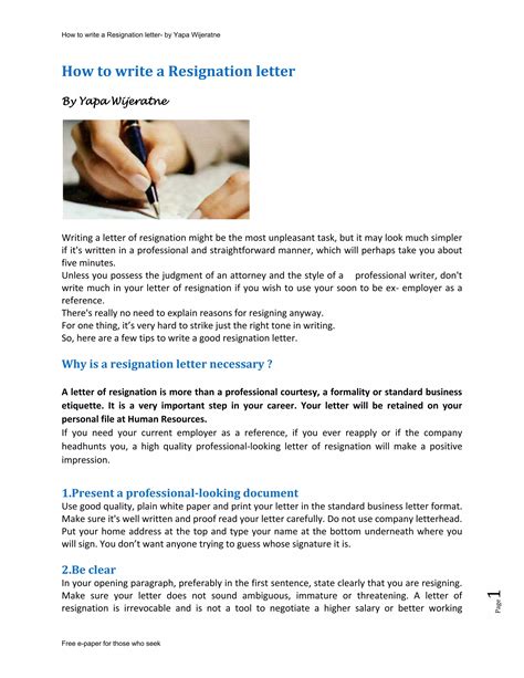 How To Write A Resignation Letter By Yapa Wijeratne | PDF