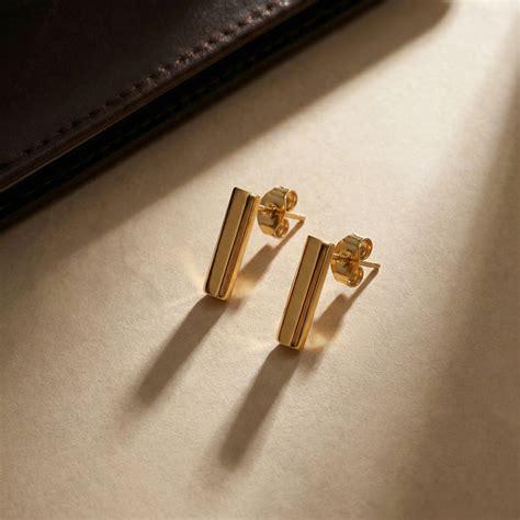 Minimal Gold Bar Stud Earrings – PALMONAS