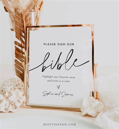 Bible Guest Book Sign, Printable Minimalist Wedding Bible, Bible Verse ...