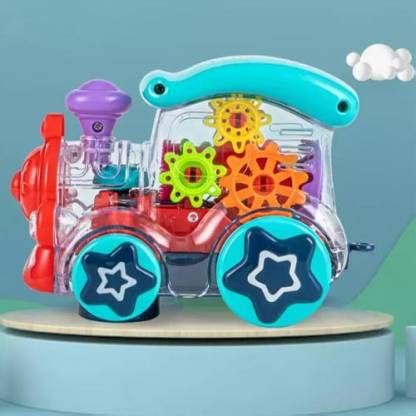 Toyvala 3D Transparent Musical Train Engine Bump-N-Go Toy for Kids-R ...