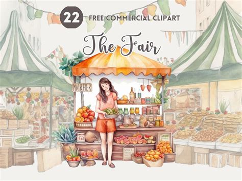 Buy Fair Watercolor Clipart Bundle Market Stands Free Commercial Vendor ...