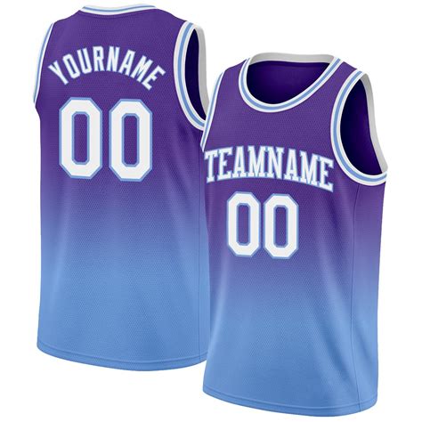 Custom Purple White-Light Blue Authentic Fade Fashion Basketball Jersey ...