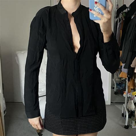Dion Lee black silk shirt with cut outs and sheer... - Depop