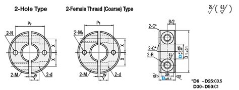 Shaft Collar (Split) - 2-Hole / 2-Tapped (Coarse), Economy series ...