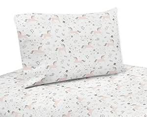 Sweet Jojo Designs Pink, Grey and Gold Queen Sheet Unicorn Collection-4 ...