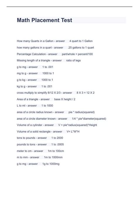 Math Placement Tests