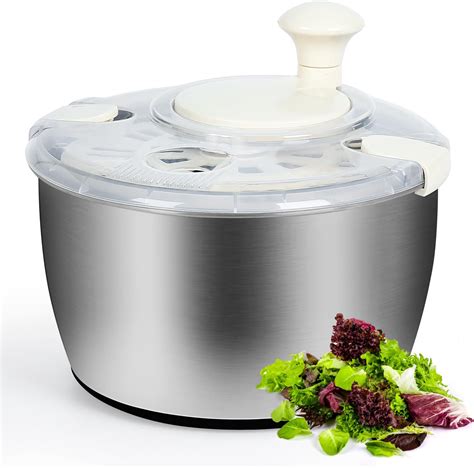 Amazon.com: Salad Spinner Stainless Steel ROLLKITCHEN 4.8QT - Multi-Use ...