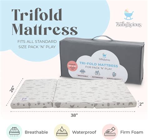 Waterproof Pack and Play Mattress Topper – 38″ x 26″ – Trifold Style ...