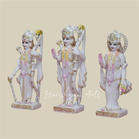 12" Marble Ram Sita Laxman Statue