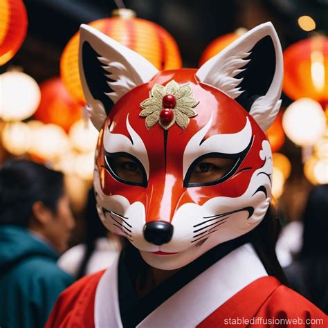Japanese Fox Mask in Traditional Festival | Stable Diffusion Online